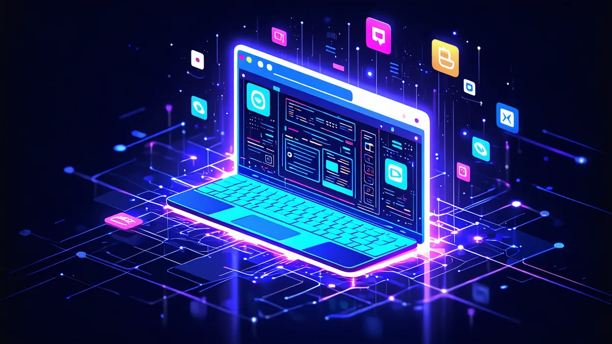 Abstract visualization of browser-native gaming — a game launching instantly in a browser window