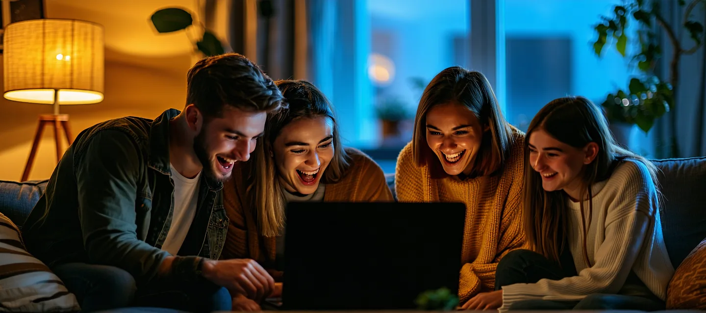 Friends playing poker together over video call